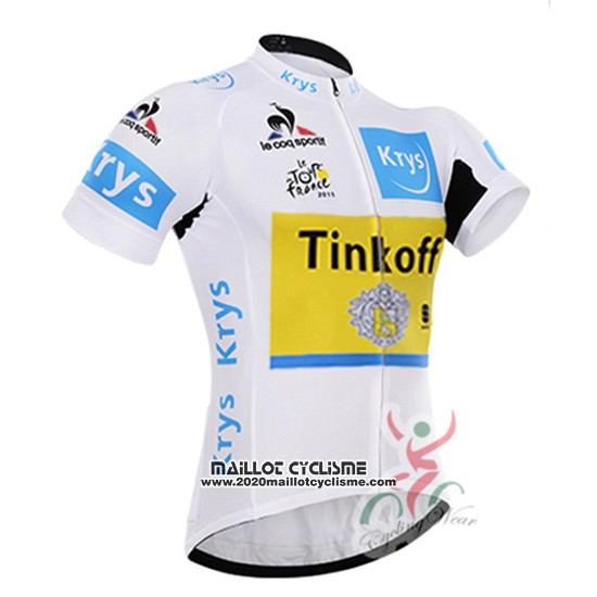 2016 Maillot Ciclismo Tinkoff Lider Jaune et Blanc Manches Courtes et Cuissard